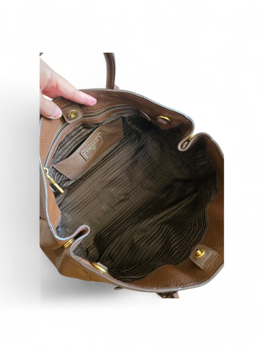 Prada Brown Leather Top-Handle Tote - Picture 3 of 9